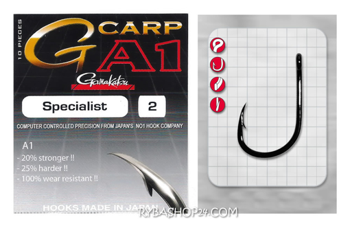 Bild von Gamakatsu A1 G-Carp Specialist Hook, vel.1/0